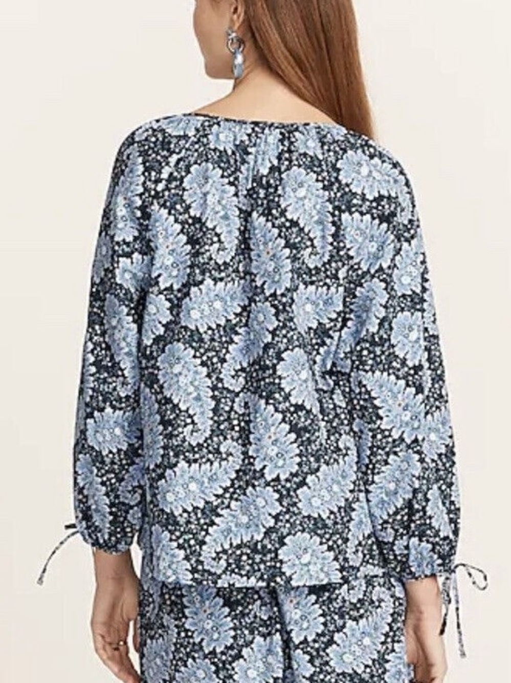 J. Crew Collection Tie sleeve Button Front Top Ratti Pacific Paisley Size L - Picture 4 of 14